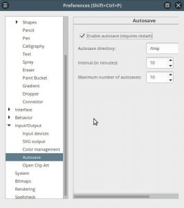 The Autosave section in the Preferences dialog