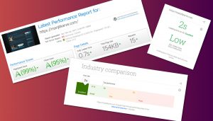 Website scores from GTMetrix (PageSpeed: 99%, YSlow: 95%) and Google's TestMySite (2s, Excellent)